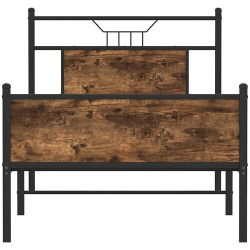 VidaXL Posteljni okvir brez vzmetnice hrast 90x190 cm inženirski les Slike