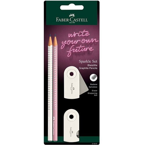 Faber-Castell grafitna olovka fc sparkle set polyblister 2 graf. ol + rezač +gumica coconut milk 218481 Cene