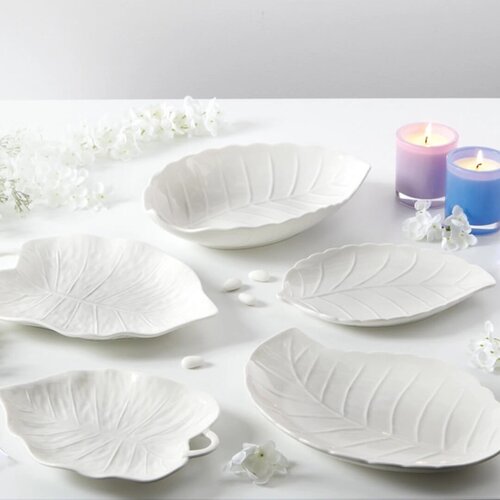 Brandani Servirna skleda List 31x22x6cm / bela / porcelan, (5000198918) Slike