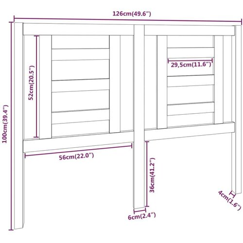  Uzglavlje za krevet boja meda 126 x 4 x 100 cm masivna borovina Slike