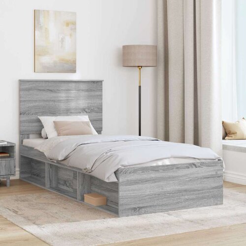  Okvir za krevet s uzglavljem Siva Sonoma 100 x 200 cm Slike