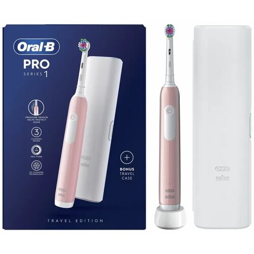 Oral-b Pro1 Pink + Travel Case, Električna četkica sa putnom kutijom Cene