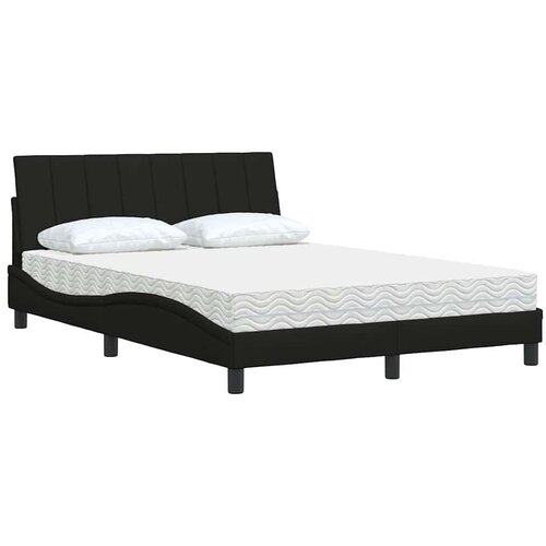 VidaXL Krevet s madracem crni 140x200 cm od tkanine Slike