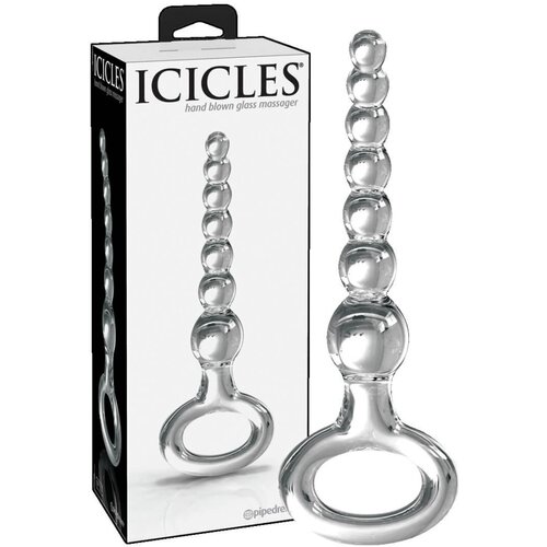 Icicles No. 67 - kroglasti stekleni dildo z zobotrebcem (prosojen) Slike