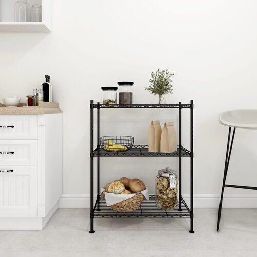 VidaXL 3-nadstropni regal 60x35x76 cm črn 150 kg Slike