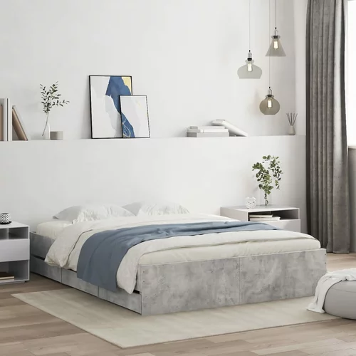  Okvir kreveta s ladicama siva boja betona 140x190 cm drveni
