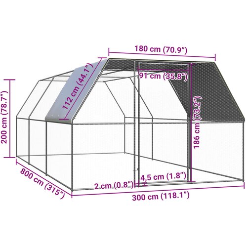  kavez za koko&amp;scaron;i 3 x 8 x 2 m od pocinčanog čelika Slike