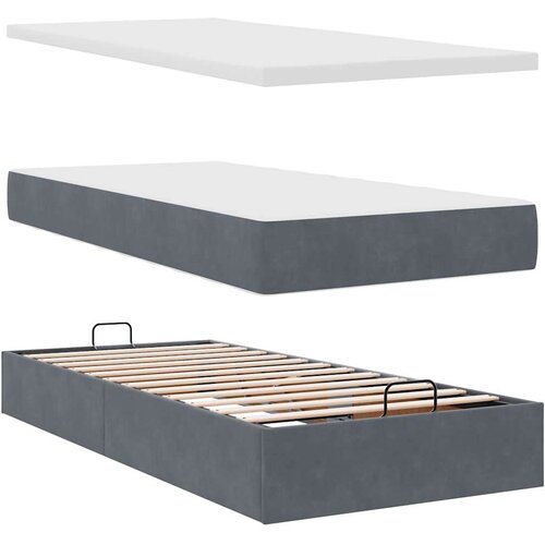 VidaXL okvir kreveta s madracima tamnosivi 200x200cm bar&amp;scaron;unasti Slike