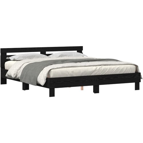 vidaXL Okvir kreveta od drva Crni hrast Čvrsto drvo 200 x 200 cm Cene