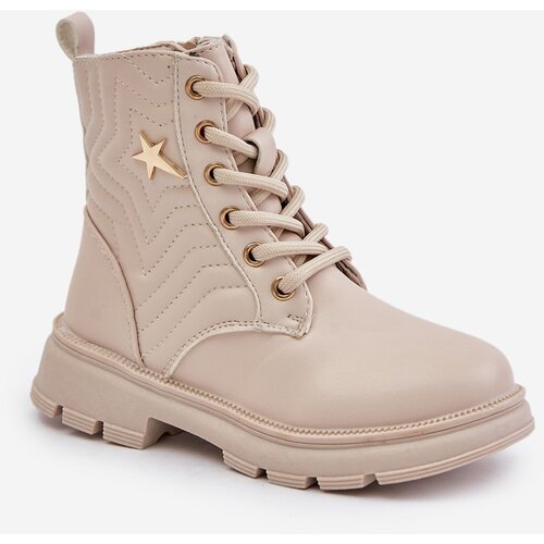 Kesi Insulated children&amp;#039;s ankle boots with zip made of eco-leather beige Liotira Slike