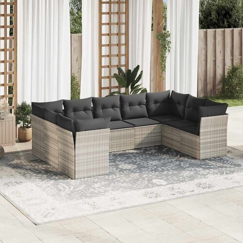  9-dijelni set vrtnih sofa od poliratana s jastucima svjetlosivi Cene