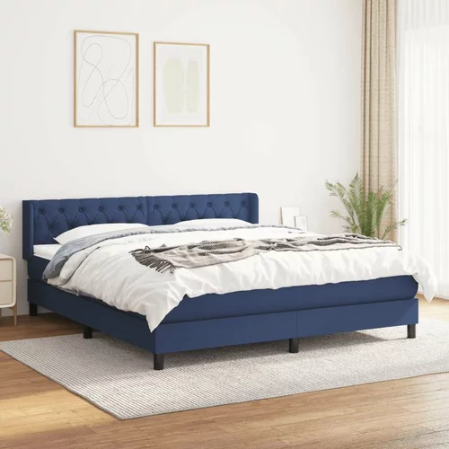  Box spring postelja z vzmetnico modra 160x200 cm blago, (20895012)