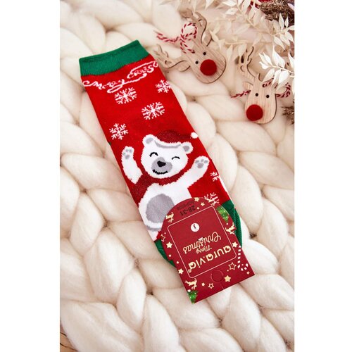 Kesi Children's Socks "Merry Christmas" Cheerful Bear Red Cene