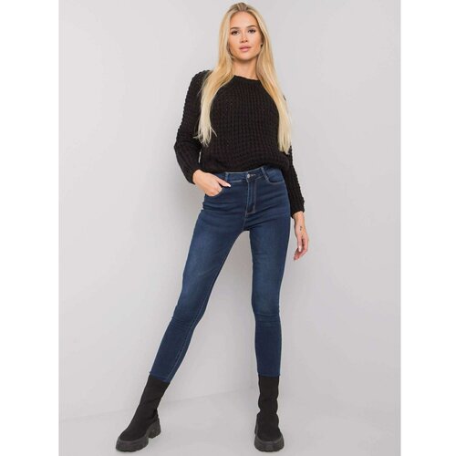Fashion Hunters dark blue high waist jeans Slike
