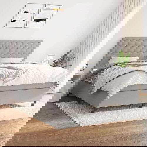  Box spring postelja z vzmetnico svetlo siva 160x200 cm žamet, (20898454) Slike