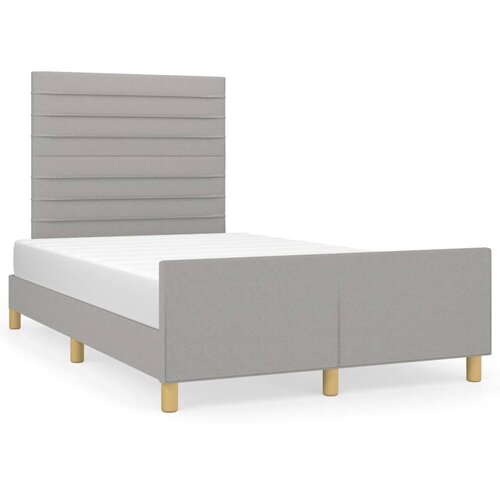 VidaXL Okvir za krevet s uzglavljem svjetlosivi 120x190 cm od tkanine Slike