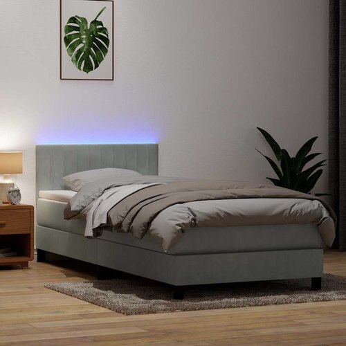 Box Spring krevet s madracem i LED svijetlo sivi 80x220 cm samt Cijene
