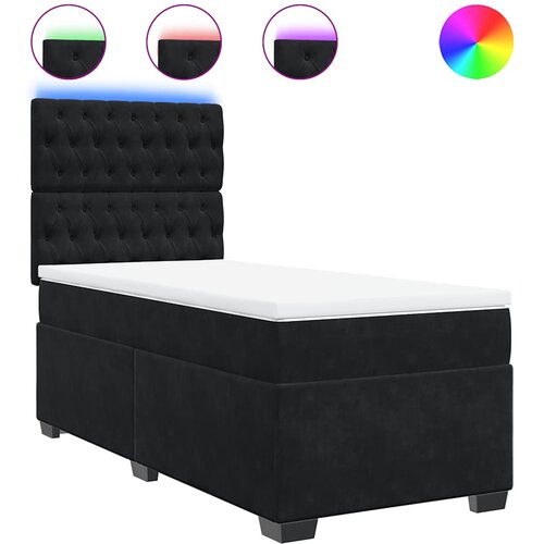 Maison Chic Box spring postelja - Vzmetna postelja z vzmetnico črn 90x190 cm žamet SL17276, (21883835) Cene