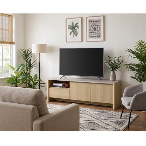 Marckeric Bela/v svetli naravni barvi TV omarica v hrastovem dekorju 153x50x45 cm Dore &amp;ndash; Slike