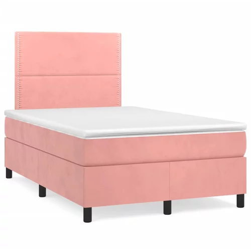  Krevet s oprugama i madracem ružičasti 120 x 190 cm baršunasti