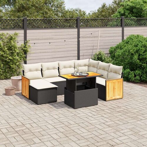 VidaXL 8-dijelni set vrtnih sofa od poliratana s jastucima crni Slike