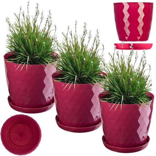 KADAX cvetlični lonec, sadilnik, pokrov, 18 cm, stojalo za rože, roza plastika, 3 kosi., (5000346174) Cene
