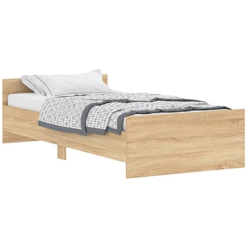 Maison Chic Posteljni okvir - Enojna postelja - Postelja za odrasle brez vzmetnice hrast 100x200 cm inženirski les-J7209, (21770768) Slike
