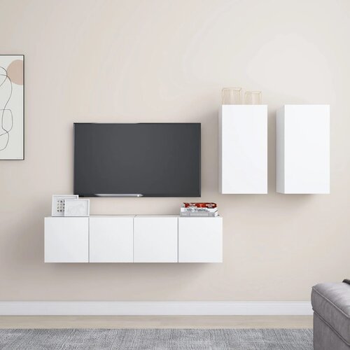 VidaXL Komplet TV omaric 4-delni bela iverna plo&amp;scaron;ča, (20914371) Slike