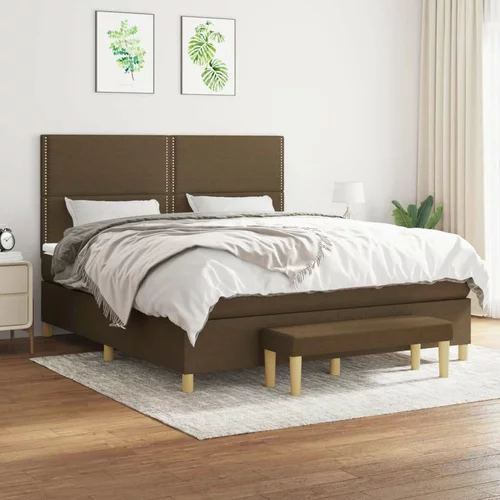  Box spring postelja z vzmetnico temno rjava 160x200 cm blago, (20900009)