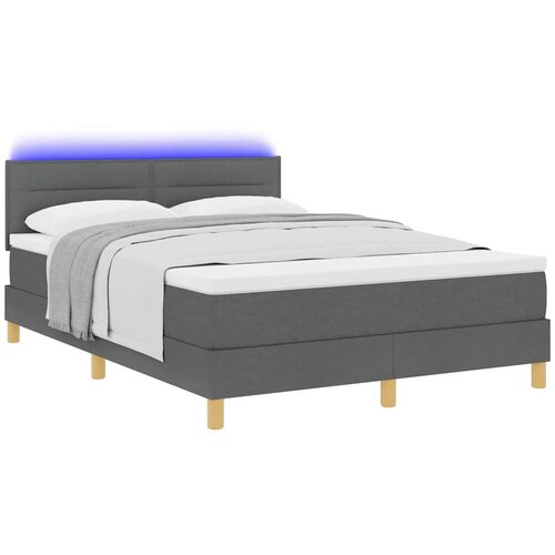  LED Box Spring Krevet Tamno siva 160 x 200 cm tkanina Slike