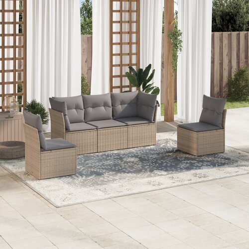 vidaXL 5-dijelni vrtni set sofa s jastucima bež od poliratana Cijene