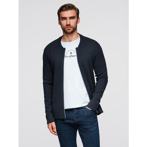 Ombre Men's smooth zip sweater - navy blue Cijene