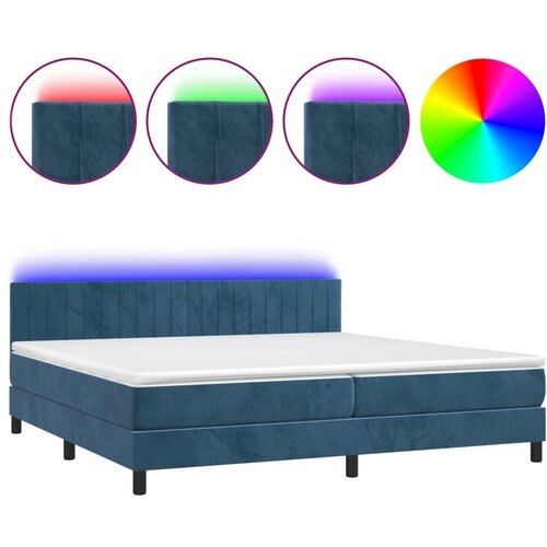 Maison Chic Box spring postelja - Vzmetna postelja z vzmetnico LED temno modra 200x200cm žamet SL22054, (21892624) Cene