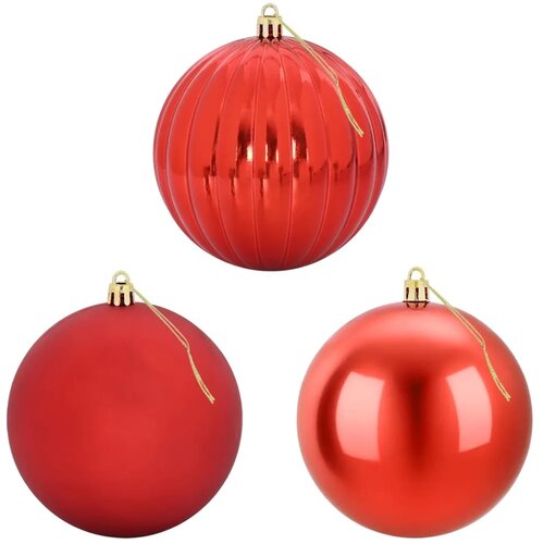  Set božićnih kuglica XXL 3 kom. Crvena &amp;Oslash; 25 cm Plastika - Crvena &amp;Oslash; 25 cm (3 kom) Slike