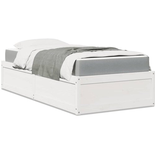 VidaXL Krevet s madracem bijeli 90 x 190 cm od masivne borovine Slike