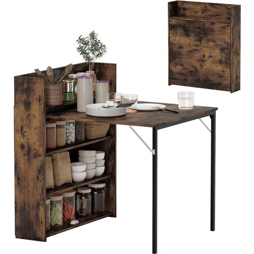 HOMCOM Jedilna miza MDF, jeklo 90D x 80&Scaron; x 93V cm rustikalno rjava, (5000242573) Cene