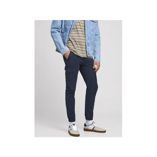 Jack & Jones Hlače iz tkanine Paul 12169582 Mornarsko modra Tapered Fit