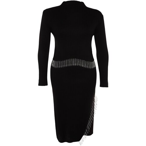 Trendyol Curve Black Stone Detailed Knitwear Top and Bottom Set Cene