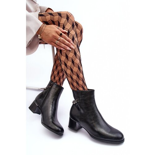 PS1 Leather Ankle Boots Low Heel Black Rennie Slike