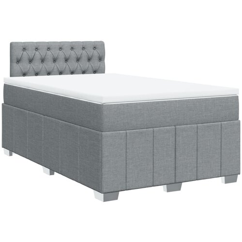 vidaXL Box spring postelja z vzmetnico svetlo siva 120x200 cm blago, (21307589) Cene
