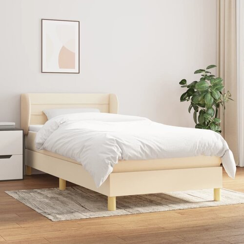 VidaXL Box spring postelja z vzmetnico krem 80x200 cm blago Slike