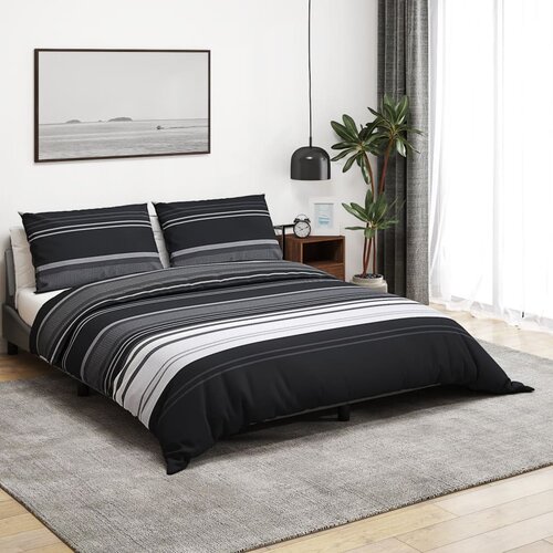 VidaXL Set posteljine za poplun crno-bijeli 135 x 200 cm pamučni Slike