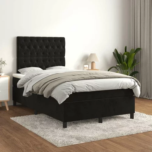 Box spring postelja z vzmetnico črna 120x200 cm žamet, (20792138)