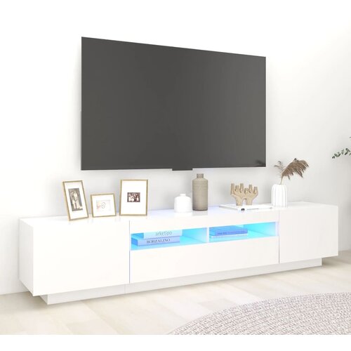 Furnova TV omarica z LED lučkami bela 200x35x40 cm, (21922862) Cene