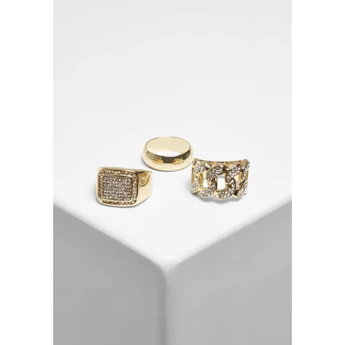 Urban Classics Accessoires Diamond Ring 3-Pack Gold