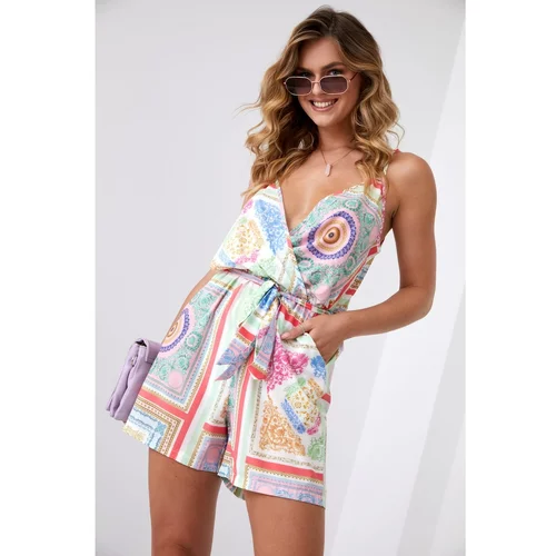 Fasardi Summer jumpsuit with straps in a multicolored pattern
