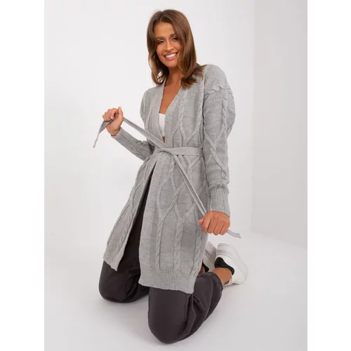 Fashion Hunters Women's grey cardigan with cable ties