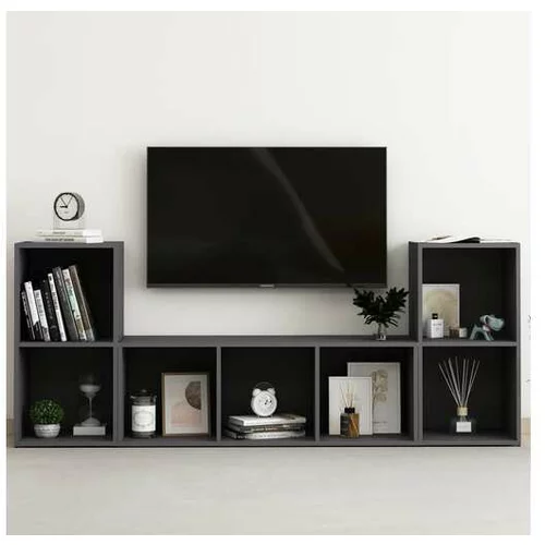  Komplet TV omaric 3-delni siva iverna plošča