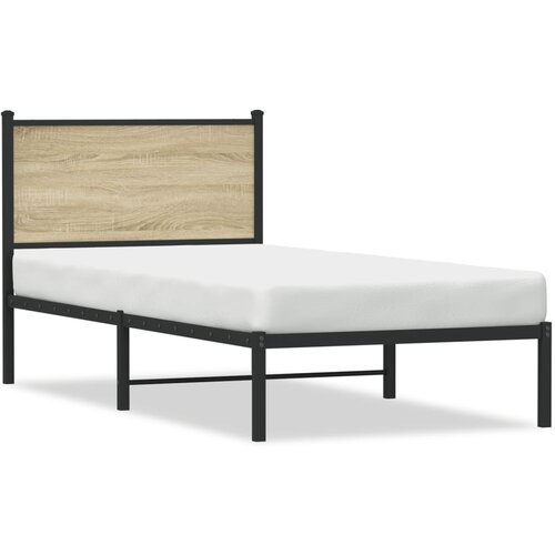 VidaXL Metalni okvir kreveta s uzglavljem boja hrasta sonome 90x200 cm Slike