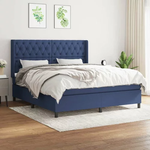  Box spring postelja z vzmetnico modra 160x200 cm blago, (20895636)